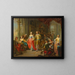 Ein elegantes Unternehmen mit Figuren, die Musikinstrumente spielen und in einem Interieur feiern - Franz Christoph Janneck — gerahmtes Bild an der Wand