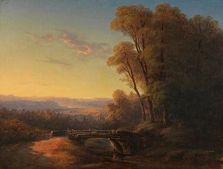 Landschaftsgemälde Süddeutschlands bei Sonnenuntergang - Franz Graf von Pocci — Ansicht des Kunstwerks