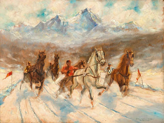 Pferderennen im Trab im Winter - Franz Hienl-Merre — Ansicht des Kunstwerks
