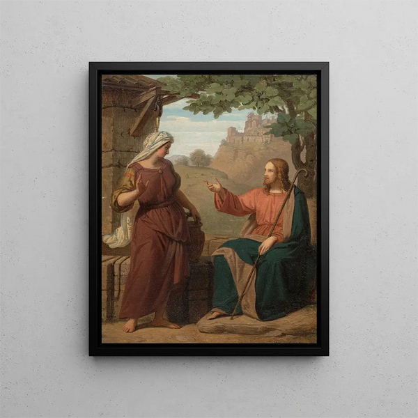 Der Christus und die Samariterin am Brunnen - Franz Ittenbach — gerahmtes Bild an der Wand