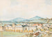 Ansicht von Salzburg, Salzach-Fluss im Vordergrund mit dem alten Krankenhaus St. Johann, der St. Johann-Kirche und Mlleggertor - Franz Kulstrunk — Ansicht des Kunstwerks