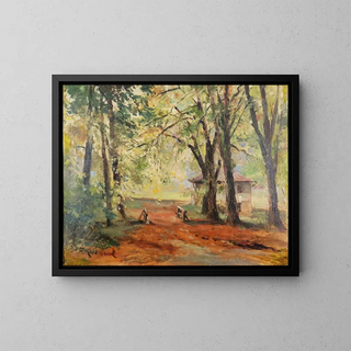 Klarer Waldlichtung im Herbst - Franz Kulstrunk — gerahmtes Bild an der Wand