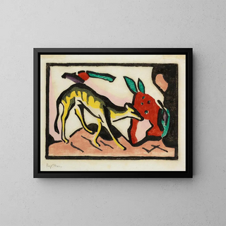 Fantastisches Tier-Gemälde - Franz Marc — gerahmtes Bild an der Wand