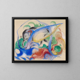 Fantasie Tier Gemälde - Franz Marc — gerahmtes Bild an der Wand