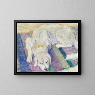 Hund liegend, Hundporträt - Franz Marc — gerahmtes Bild an der Wand