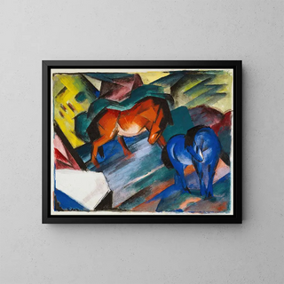 Pferd rot und blau - Franz Marc — gerahmtes Bild an der Wand