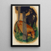 Rotes Pferd und Gelzucht Pferd Schwarz Braun und Gelzucht - Franz Marc — gerahmtes Bild an der Wand
