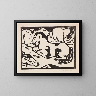 Pferde in Ruhe - Franz Marc — gerahmtes Bild an der Wand