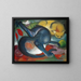 Zwei blaue und gelbe Katzen - Franz Marc — gerahmtes Bild an der Wand