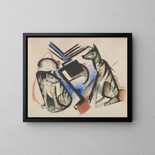 Zwei Wölfe - Franz Marc — gerahmtes Bild an der Wand
