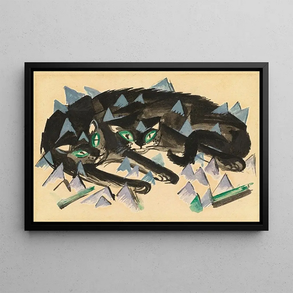 Franz Marc - Zwei liegende schwarze Katzen.webp