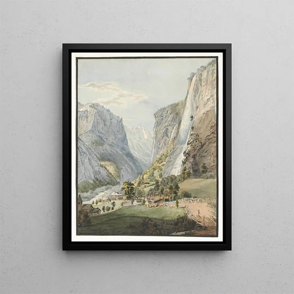 Die Staubbach-Fall in der Lauterbrunnental - Franz Niklaus König — gerahmtes Bild an der Wand