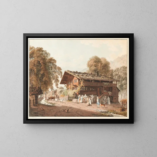 Die fleißige Familie - Franz Niklaus König — gerahmtes Bild an der Wand