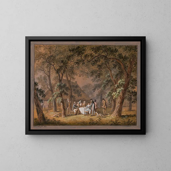 Das ländliche Frühstück im Schpfenwald - Franz Niklaus König — gerahmtes Bild an der Wand