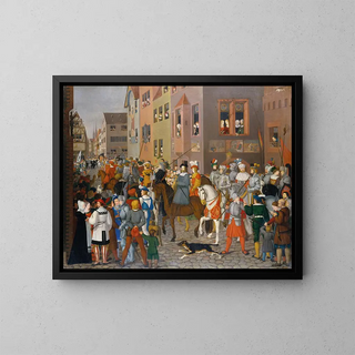 L'entrée du roi Rudolf de Habsbourg à Bâle en 1273 - Franz Pforr — gerahmtes Bild an der Wand