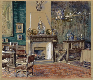 Schlafzimmer für Männer mit Kamin - Franz Poledne — Ansicht des Kunstwerks