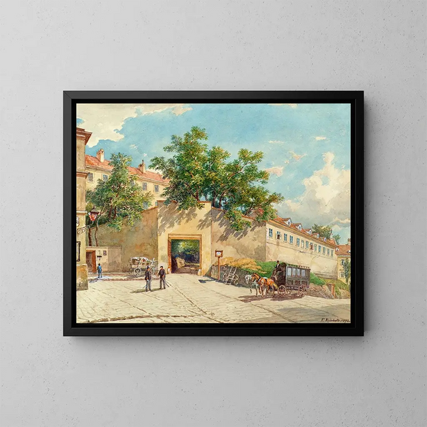 Das Polizeigefängnis in der Theobaldgasse in Wien - Franz Reinhold — gerahmtes Bild an der Wand