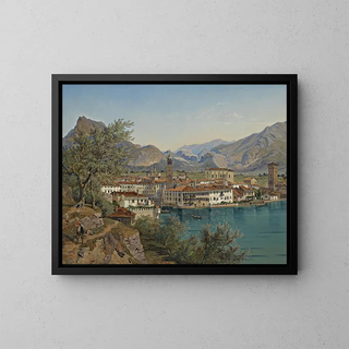 Ufer am Gardasee - Franz Reinhold — gerahmtes Bild an der Wand