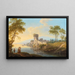 Flusslandschaft mit Ruinen am Wasserufer - Franz Scheyerer — gerahmtes Bild an der Wand