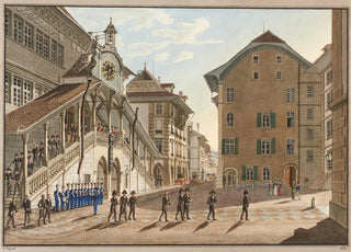 Franz Schmid - Le grandconseil de Berne sortant de lHotel de ville.webp