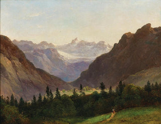 Ansicht des Dachstein-Massivs vom Alpenhotel Wasnerin in Bad Aussee - Franz Steinfeld — Ansicht des Kunstwerks