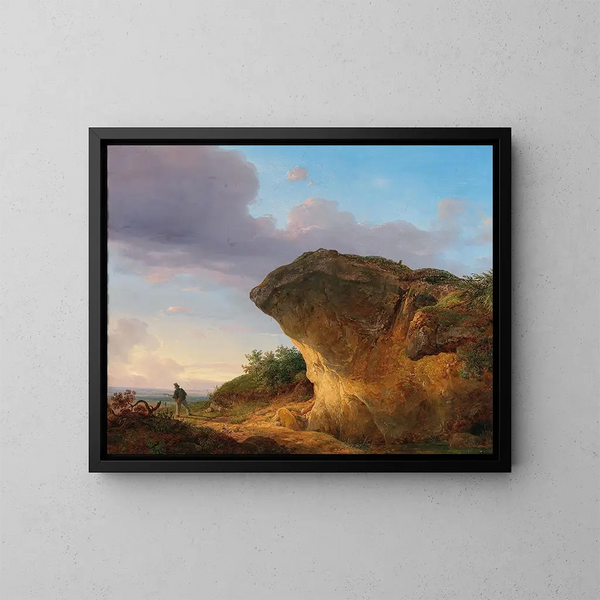 Jäger vor einem Felsen - Franz Steinfeld — gerahmtes Bild an der Wand