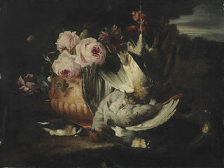Blumen in einer Terrakotta-Vase mit totem Wild - Franz Werner von Tamm — Ansicht des Kunstwerks