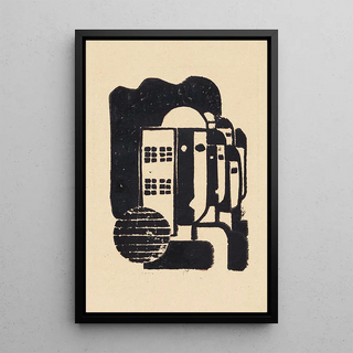 Franz Wilhelm Seiwert - Gruppe neben Fassade mit Gitterfenstern Vor 1927.webp