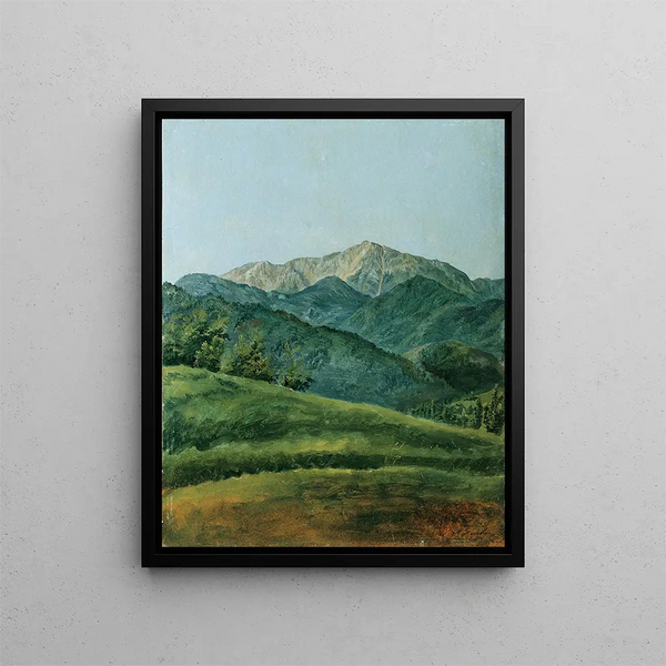 Die verschneite Berglandschaft - Franz Xaver Gruber — gerahmtes Bild an der Wand
