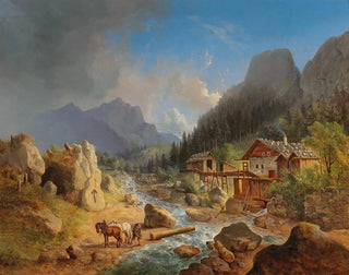 Berglandschaft mit Mühle an einem Bach - Franz Xaver Hofstetten — Ansicht des Kunstwerks