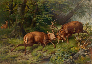 Franz Xaver von Pausinger - Kmpfende Hirsche.webp