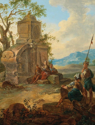 Franz de Paula Ferg - A landscape with ruins and resting figures.webp