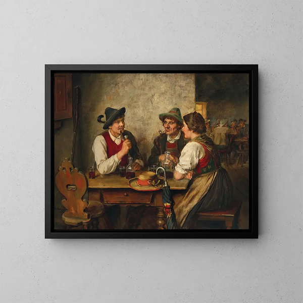 Eine Szene in einer Taverne - Franz von Defregger — gerahmtes Bild an der Wand