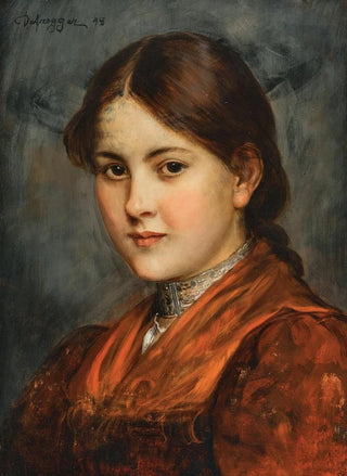 Franz von Defregger - A Young Girl in a Traditional Costume with Silver Choker.webp