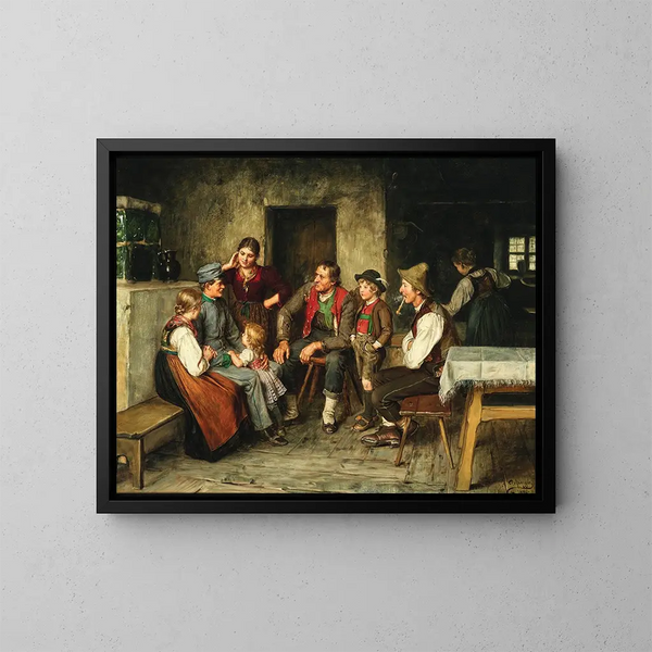 Ein junger Soldat auf Urlaub - Franz von Defregger — gerahmtes Bild an der Wand