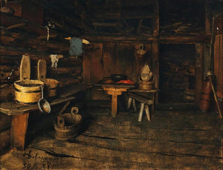 Innenansicht einer Alpenhütte - Franz von Defregger — Ansicht des Kunstwerks