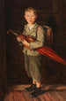Junge Bauer mit Regenschirm und Tasche - Franz von Defregger — Ansicht des Kunstwerks