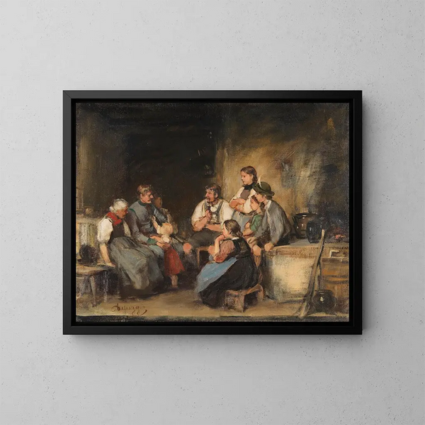 L'esquisse du vacancier - Franz von Defregger — gerahmtes Bild an der Wand