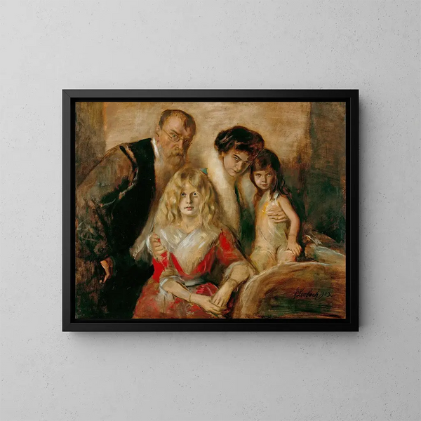 Franz von Lenbach mit seiner Frau und seinen Töchtern - Franz von Lenbach — gerahmtes Bild an der Wand