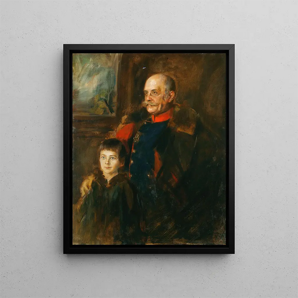 Der General von Hartmann und sein Sohn Hermann - Franz von Lenbach — gerahmtes Bild an der Wand