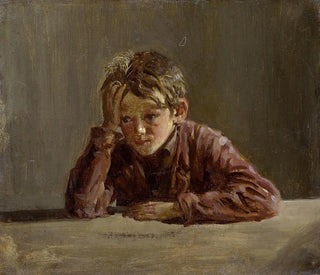 Georges, der Bruder des Künstlers, sitzt am Tisch - Franz von Lenbach — Ansicht des Kunstwerks