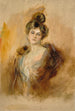 Portrait einer Dame mit Creolen-Ohrringen und Pelzkragen - Franz von Lenbach — Ansicht des Kunstwerks