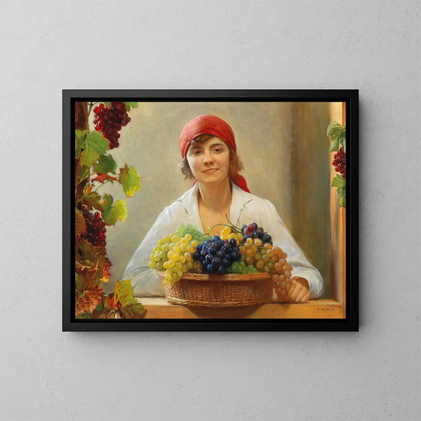 Die Weinlese - Franz von Matsch — gerahmtes Bild an der Wand