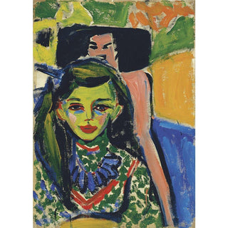 Fränzi devant une chaise sculptée - Ernst Ludwig Kirchner | Reproduction Tableau Décoration murale affiche copie
