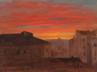 Dächer bei Sonnenuntergang vom Pincio, Rom - Frederic Edwin Church — Ansicht des Kunstwerks