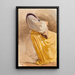 Eine Frau in gelbem Kleid kniend - Frederic William Burton — gerahmtes Bild an der Wand