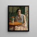 Portrait einer Frau mit einem Kaktus - Frederick Carl Frieseke — gerahmtes Bild an der Wand