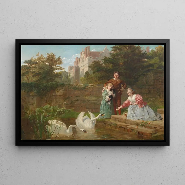 Nourrir les cygnes - Frederick Goodall — gerahmtes Bild an der Wand