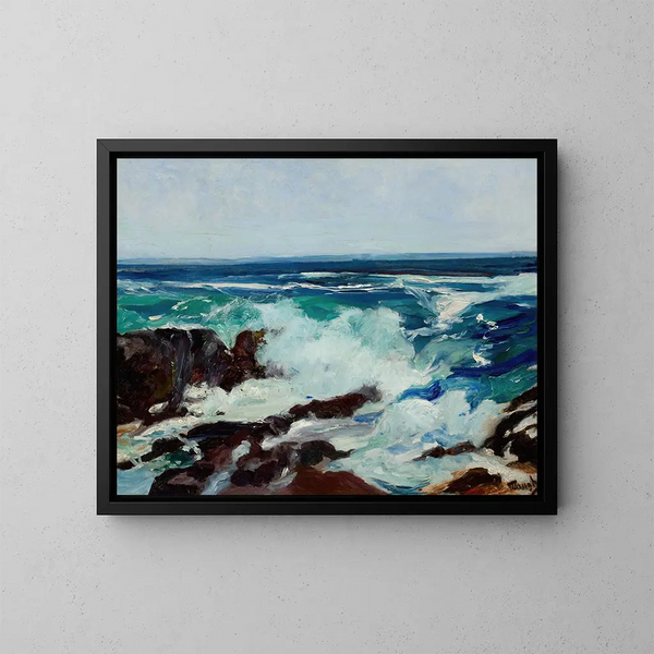 Surf et embruns - Frederick Judd Waugh — gerahmtes Bild an der Wand