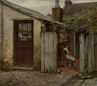 Mädchen mit einem Vogel in der Bäckerei in King Street - Frederick McCubbin — Ansicht des Kunstwerks